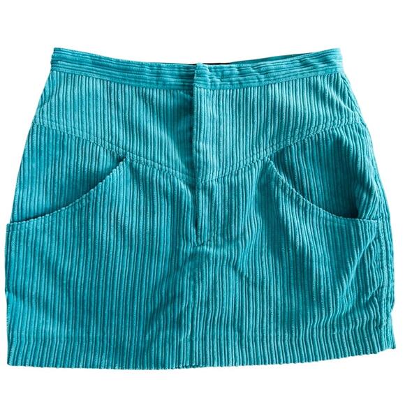 Isabel Marant Melva Corduroy Mini Skirt Turquoise Teal Blue Size 36 / XS - Picture 2 of 7